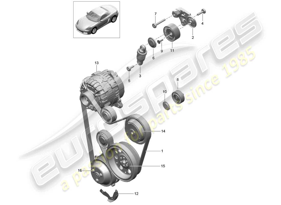 porsche 2020 (718 boxster) riemenspanner dämpfer keilriemen teilediagramm
