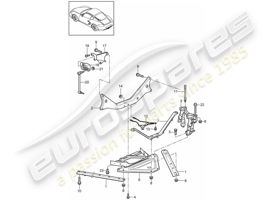 porsche 2012 (987 cayman) hinterachse teilediagramm