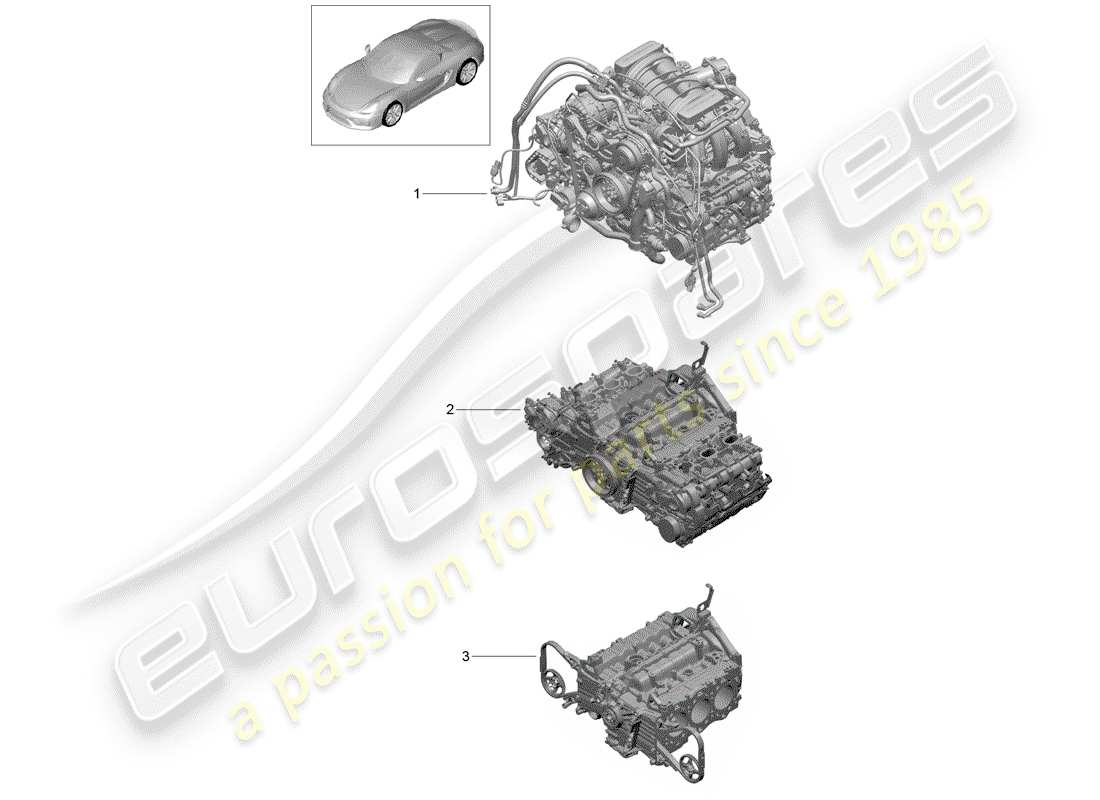 porsche 2016 (981 boxster spyder) ersatzteildiagramm für den motorersatz