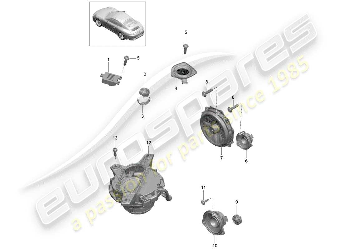 porsche 2017 (991-2) lautsprecher-teilediagramm