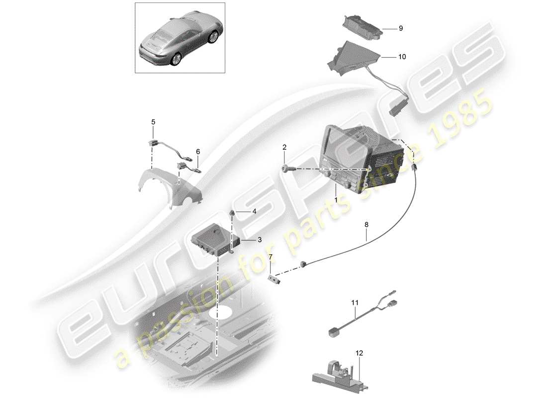 porsche 2012 (991-1) bedieneinheit teilediagramm