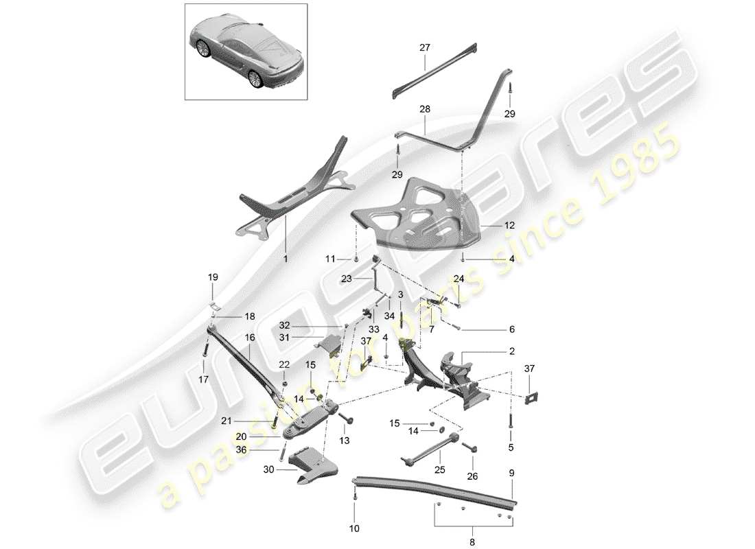 porsche 2016 (981 cayman gt4) hinterachse teilediagramm
