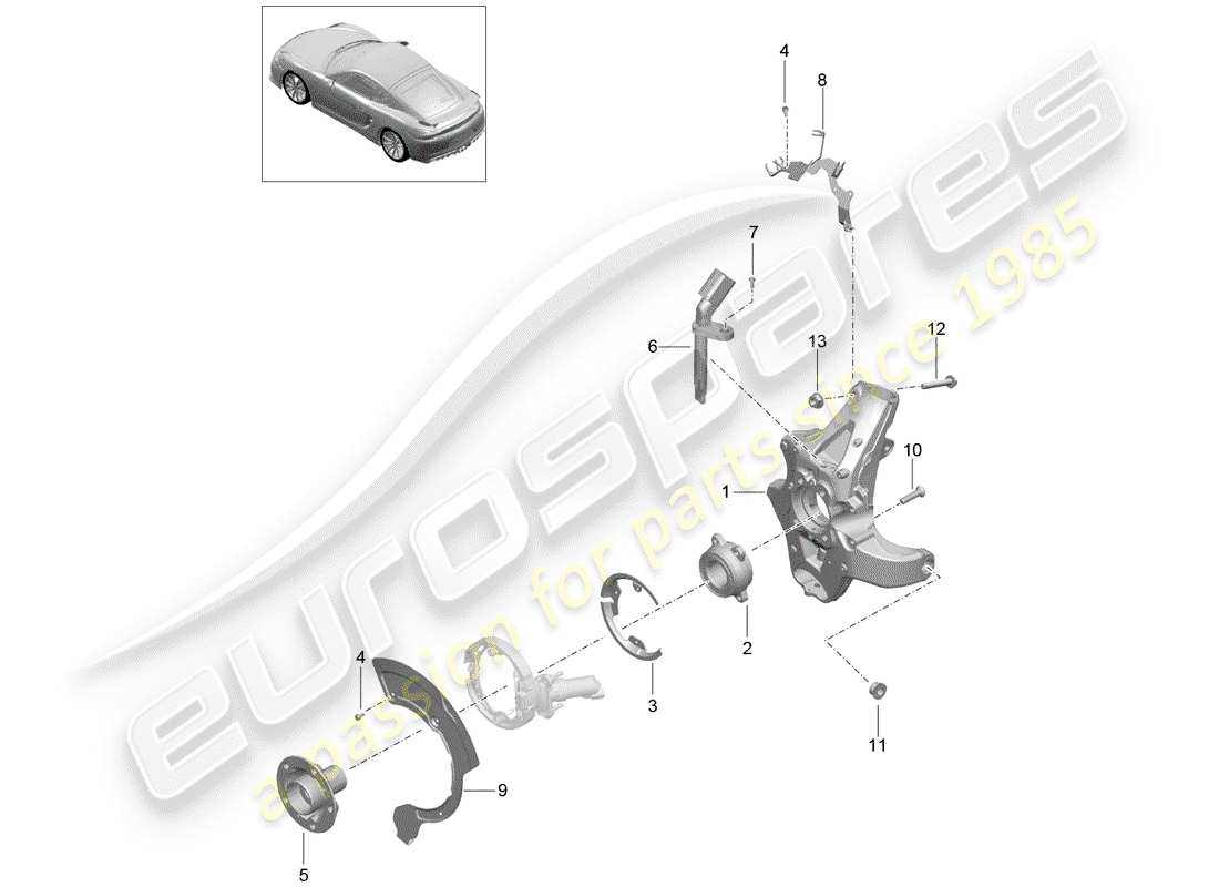 porsche 2016 (981 cayman gt4) hinterachse teilediagramm