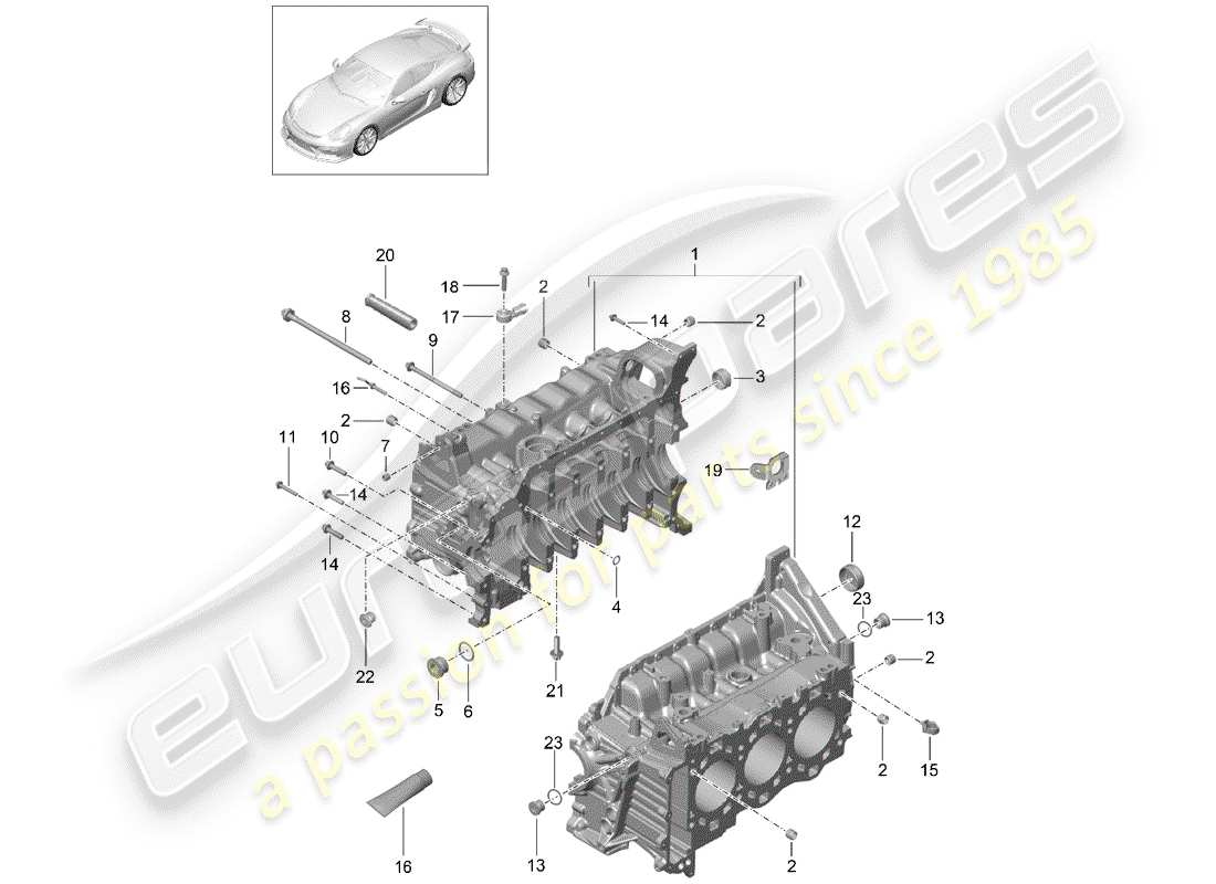 porsche 2016 (981 cayman gt4) kurbelgehäuse-teilediagramm