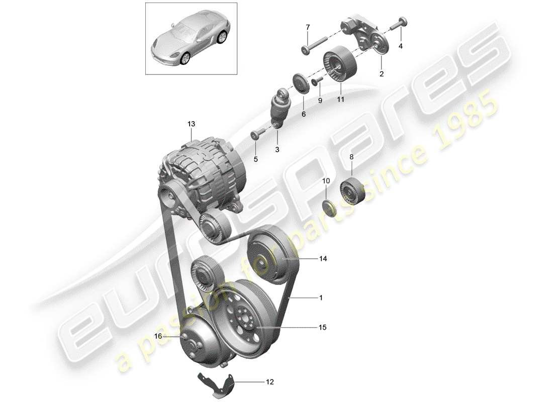porsche 2017 (718 cayman) riemenspanndämpfer ersatzteildiagramm