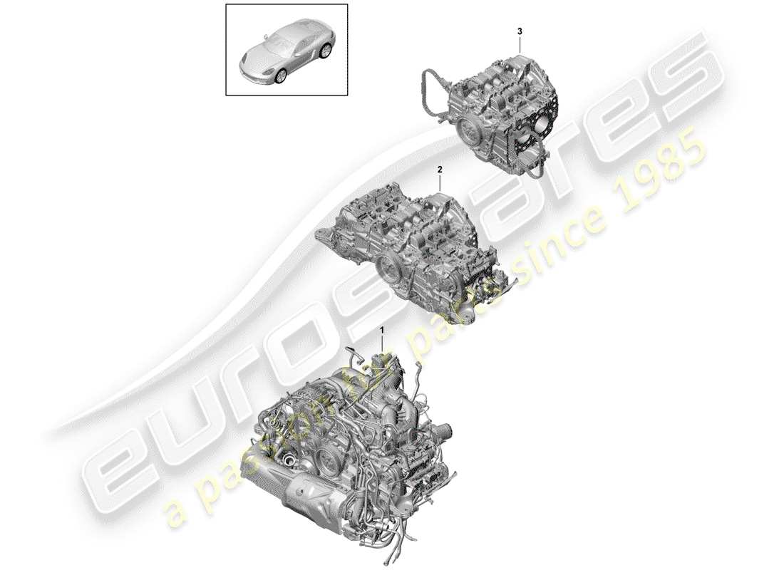 porsche 2017 (718 cayman) ersatzteildiagramm für den motorersatz
