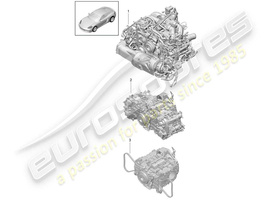 porsche 2017 (718 cayman) ersatzteildiagramm für den motorersatz