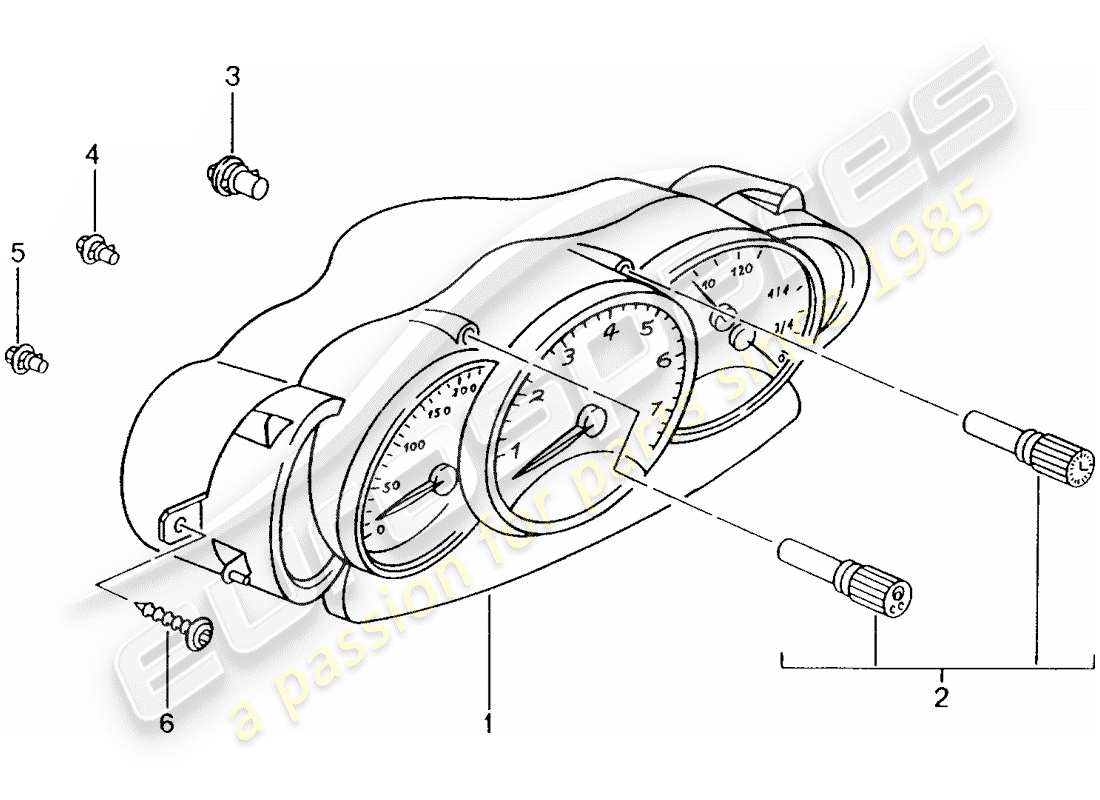 porsche 2002 (986 boxster) instrumenten-cluster – vollständig teilediagramm