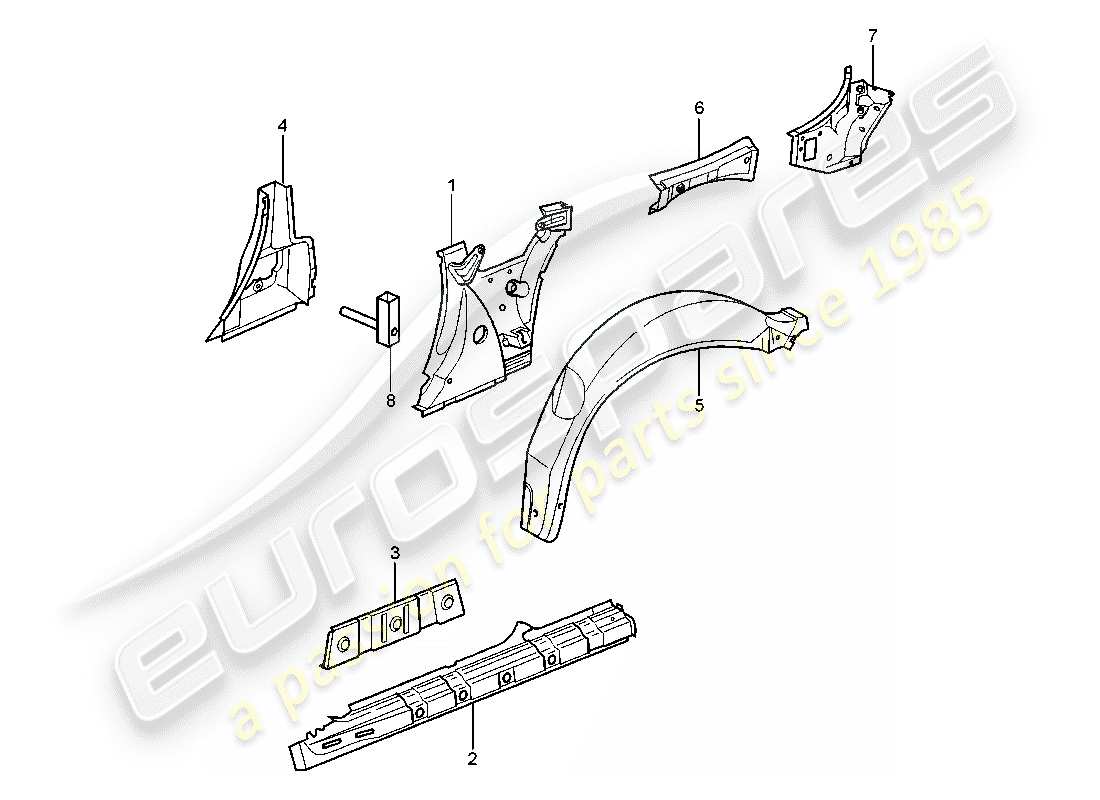 porsche 2002 (996 turbo / gt2) seitenwand teilediagramm