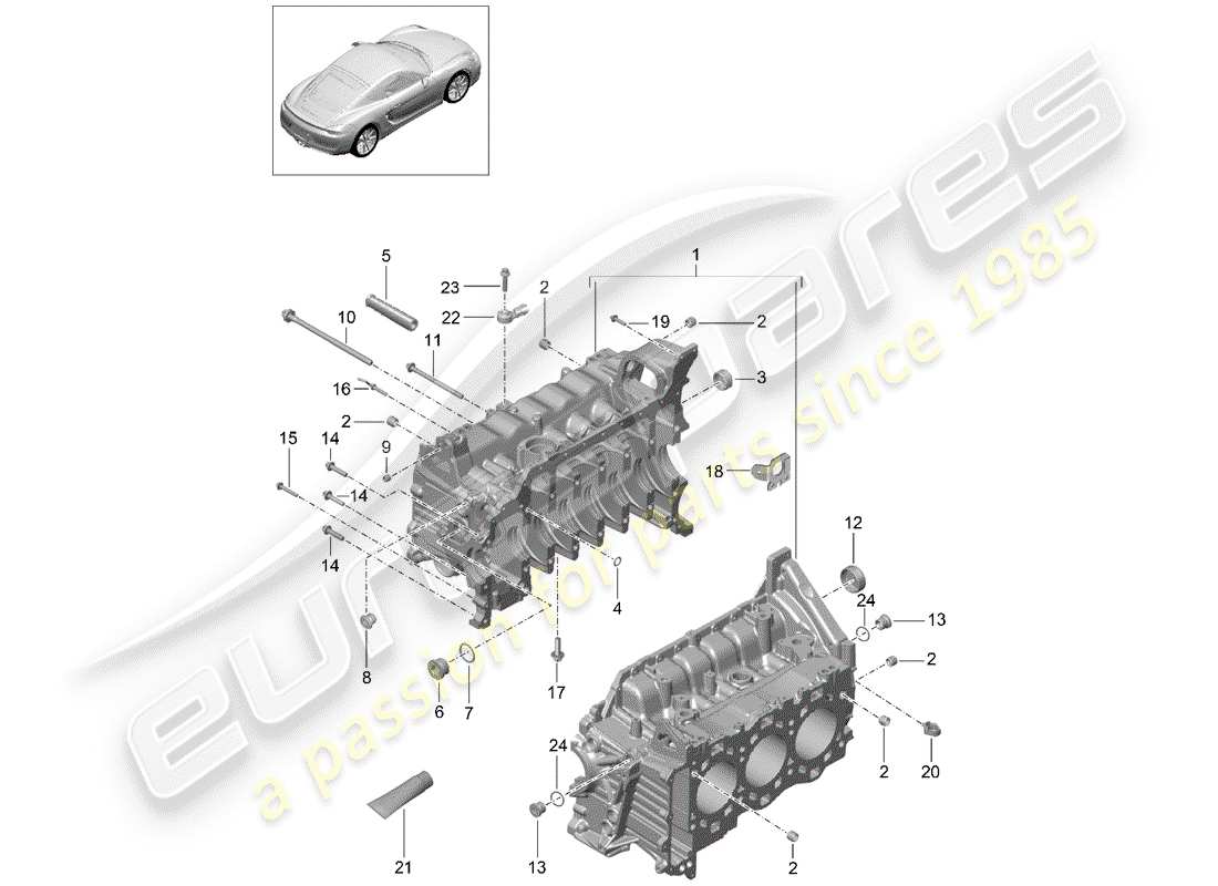 porsche 2014 (981 cayman) kurbelgehäuse-teilediagramm