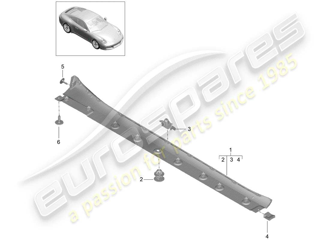 porsche 2017 (991-2) seitenträgerverkleidung teilediagramm