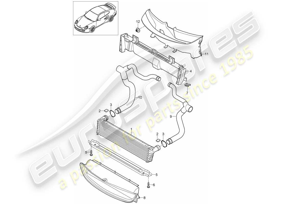 porsche 2011 (997-2 turbo / gt2 rs) kühler-teilediagramm