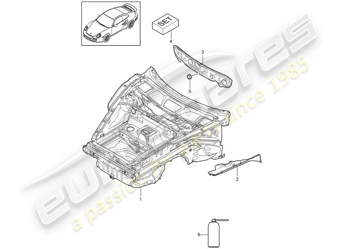 porsche 2011 (997-2 turbo / gt2 rs) front end teilediagramm