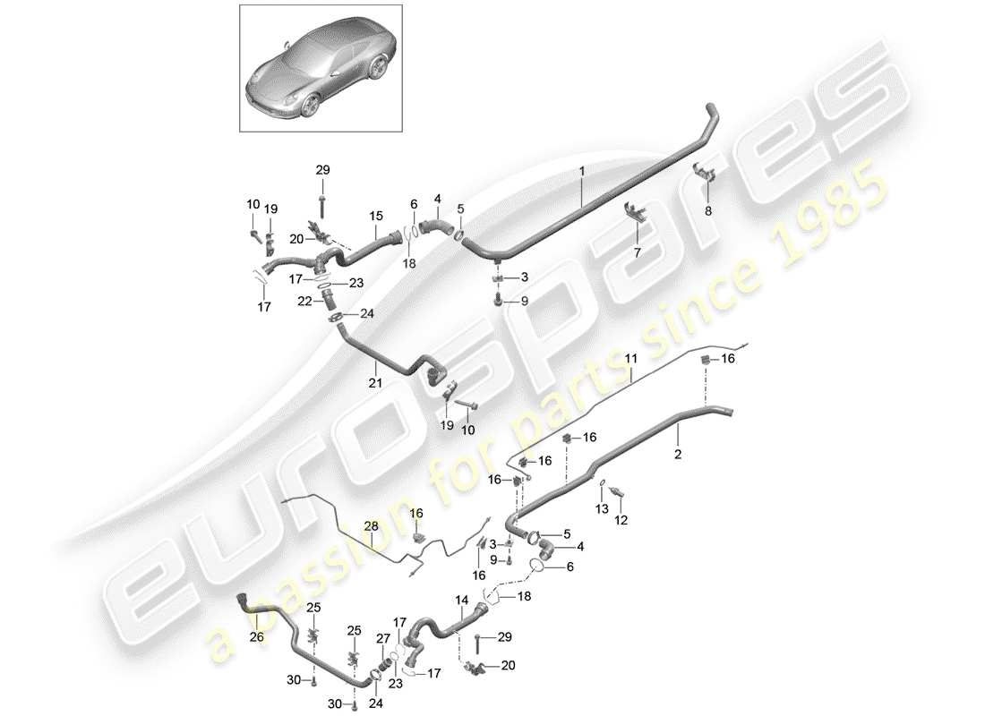 porsche 2015 (991-1) wasserkühlung 2 ersatzteildiagramm