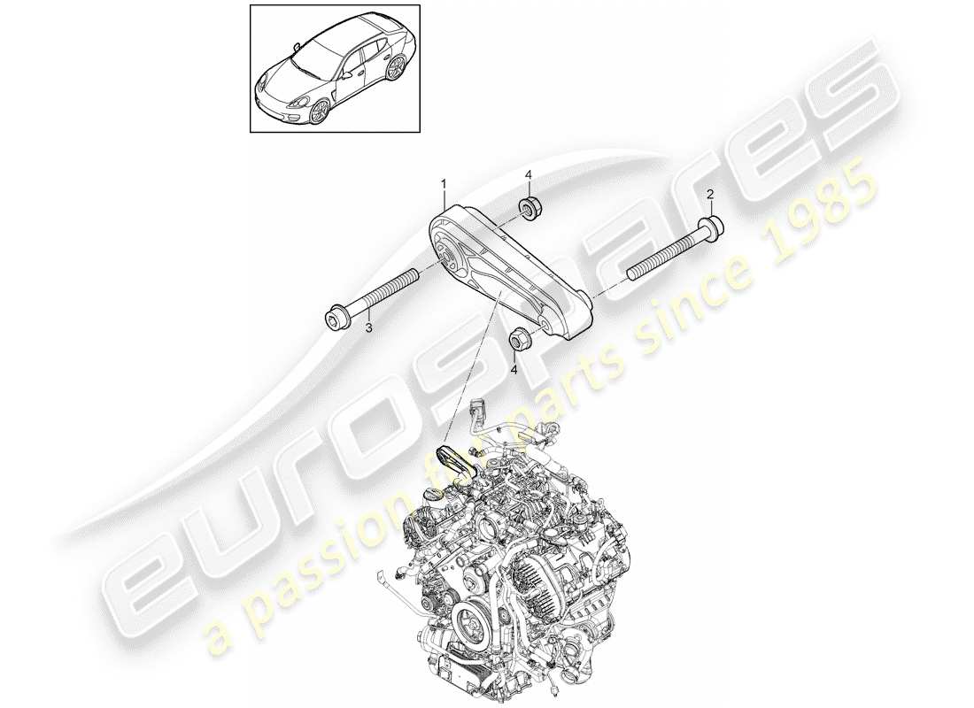 porsche 2012 (panamera 970) motoraufhängung teilediagramm