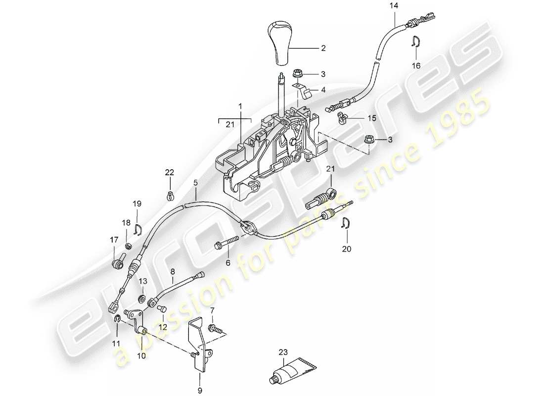 porsche 2000 (986 boxster) wählhebel - tiptronic ersatzteildiagramm