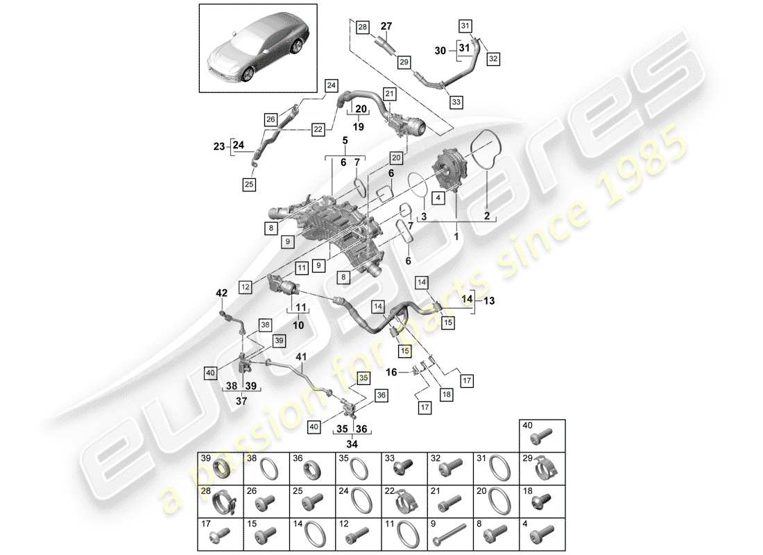 porsche 2019 (panamera 971-1) wasserpumpe teilediagramm
