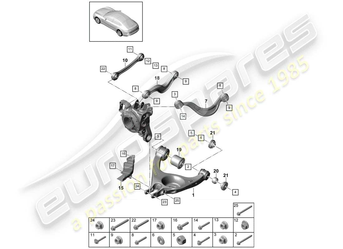 porsche 2019 (panamera 971-1) teilediagramm für querlenker