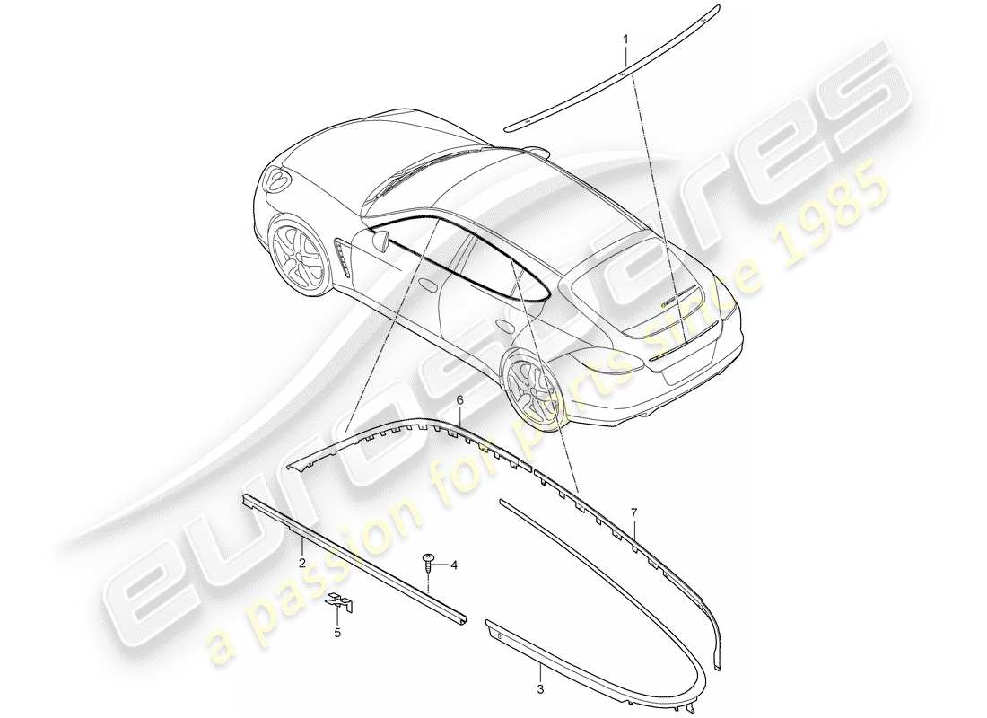 porsche 2016 (panamera 970) dekorative beschläge ersatzteildiagramm