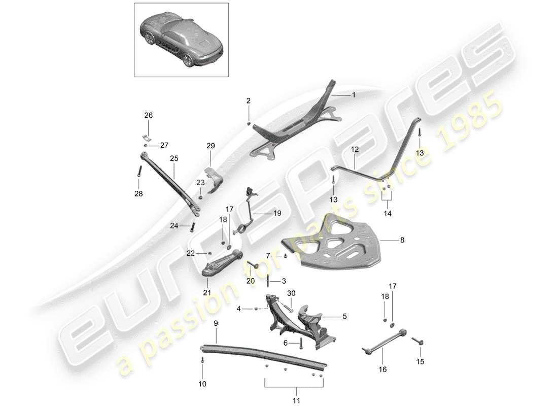 porsche 2016 (981 boxster) hinterachse teilediagramm
