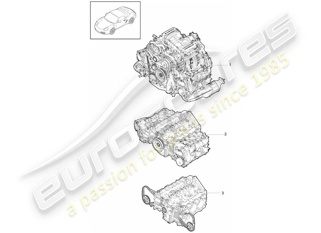 porsche 2009 (987 boxster) ersatzteildiagramm für den motorersatz