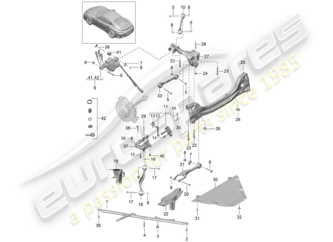 porsche 2015 (991-1 turbo) hinterachse teilediagramm