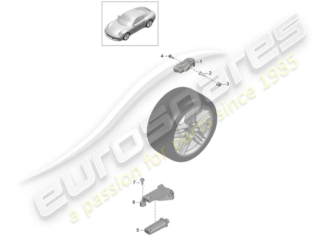 porsche 2017 (991-2) reifendruck-kontrollsystem teilediagramm