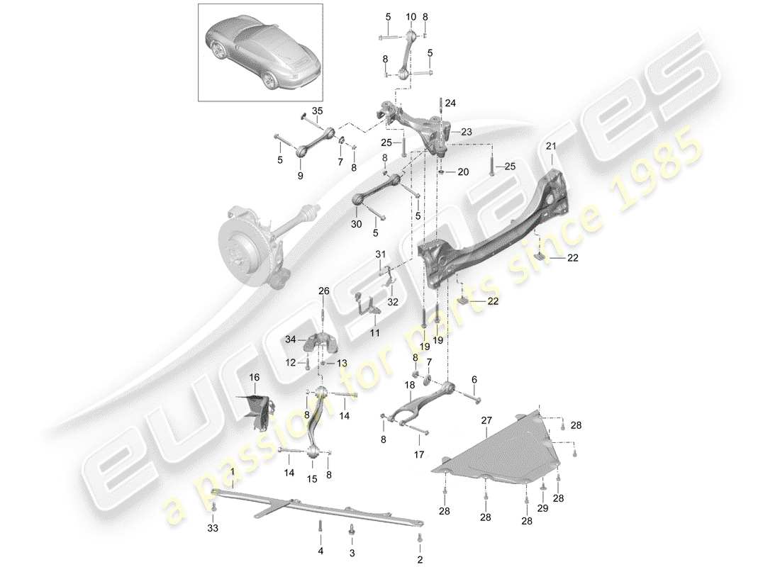 porsche 2013 (991-1) hinterachse teilediagramm
