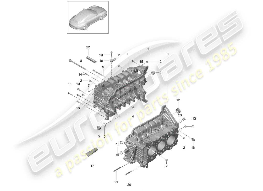 porsche 2013 (991-1) kurbelgehäuse teilediagramm