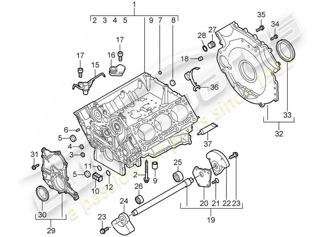 porsche 2007 (cayenne e1 9pa) kurbelgehäuse teilediagramm