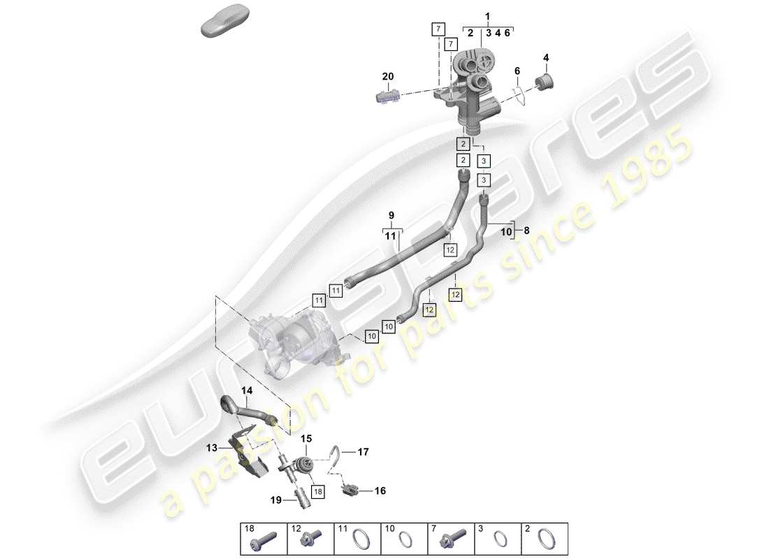 porsche 2020 (718 boxster spyder) wasserkühlung teilediagramm