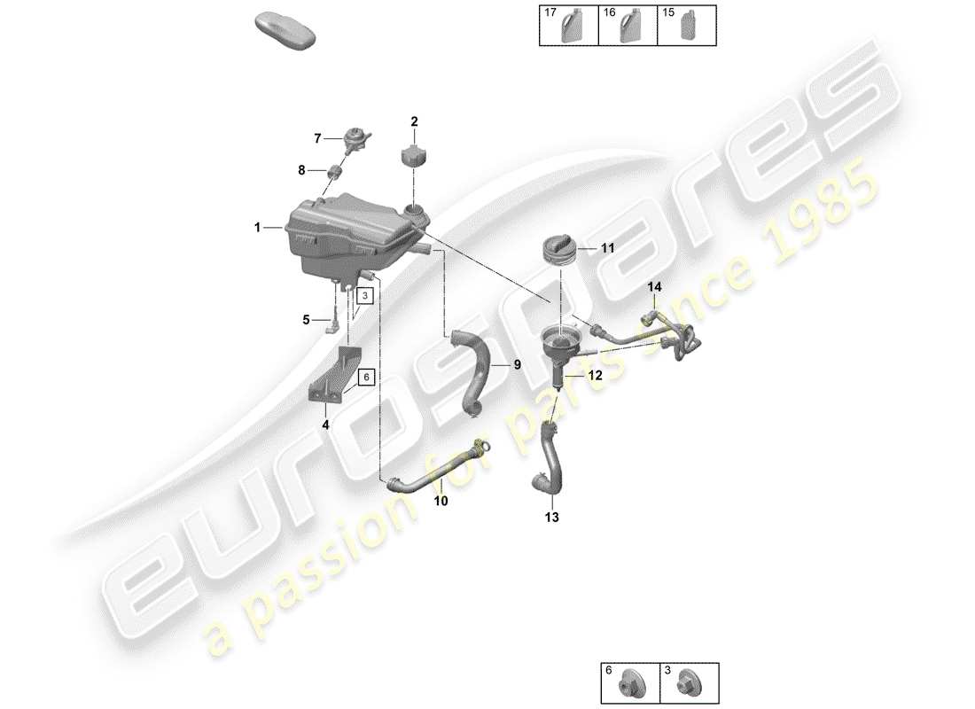 porsche 2020 (718 boxster spyder) kühlmittelausgleichsbehälter - teilediagramm