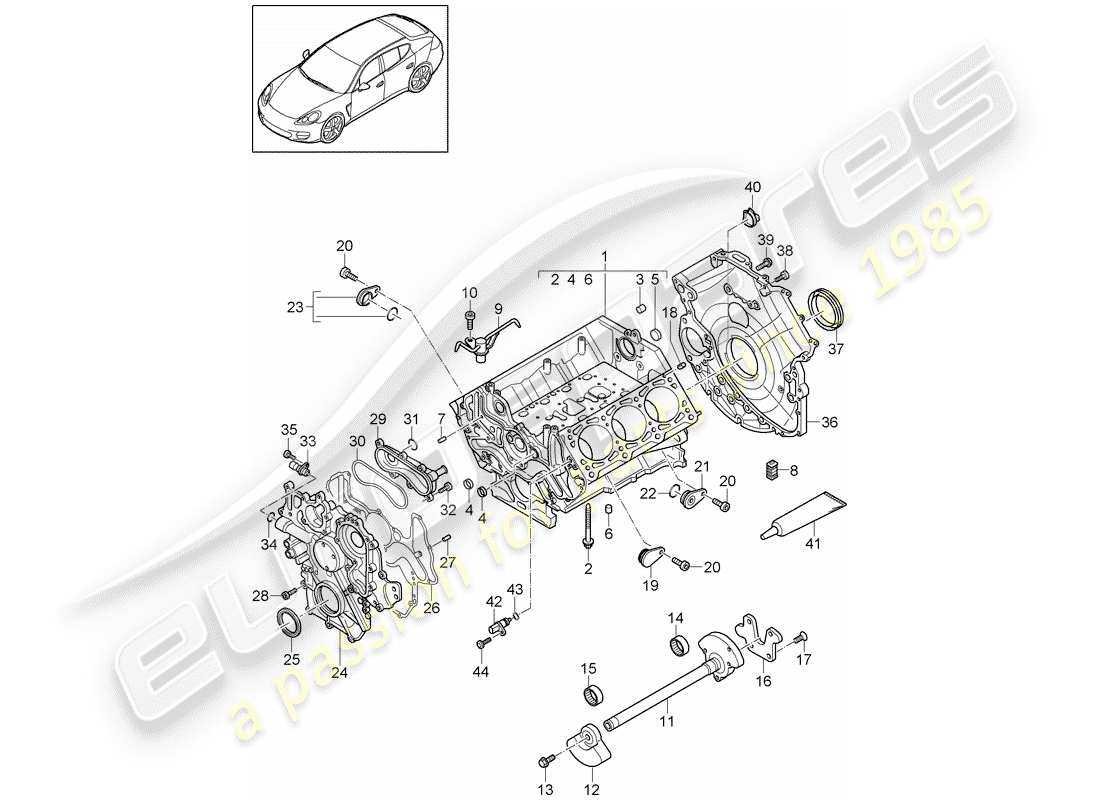 porsche 2016 (panamera 970) kurbelgehäuse-teilediagramm