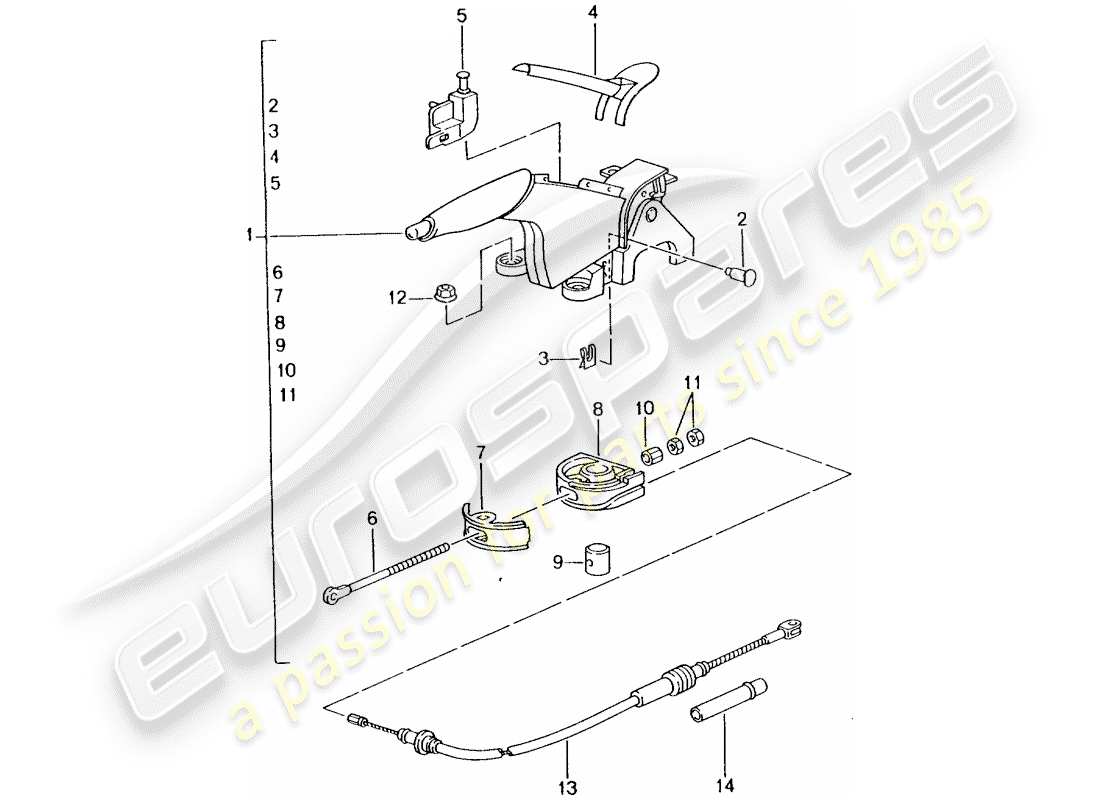 porsche 2002 (996 turbo / gt2) handbremse - aktuator ersatzteildiagramm