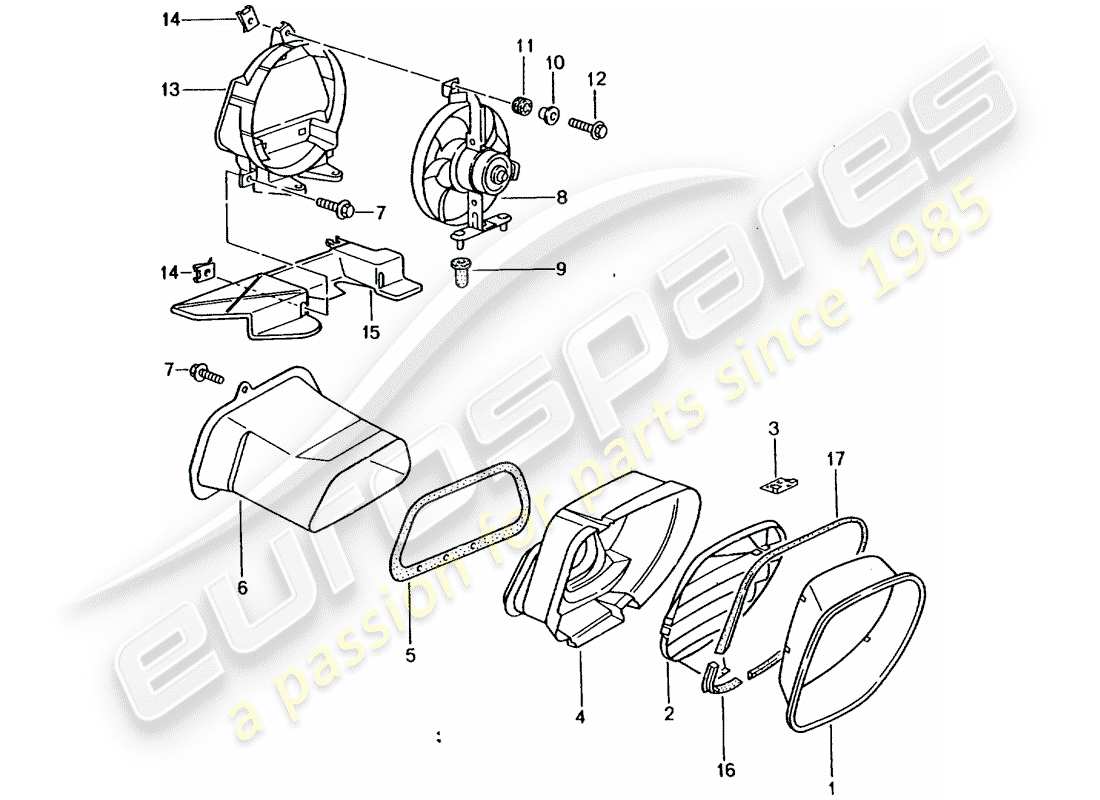 porsche 2002 (986 boxster) kühlung des motorraums teilediagramm