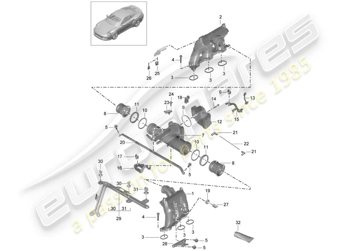 porsche 2015 (991-1 turbo) ansaugluftverteiler teilediagramm