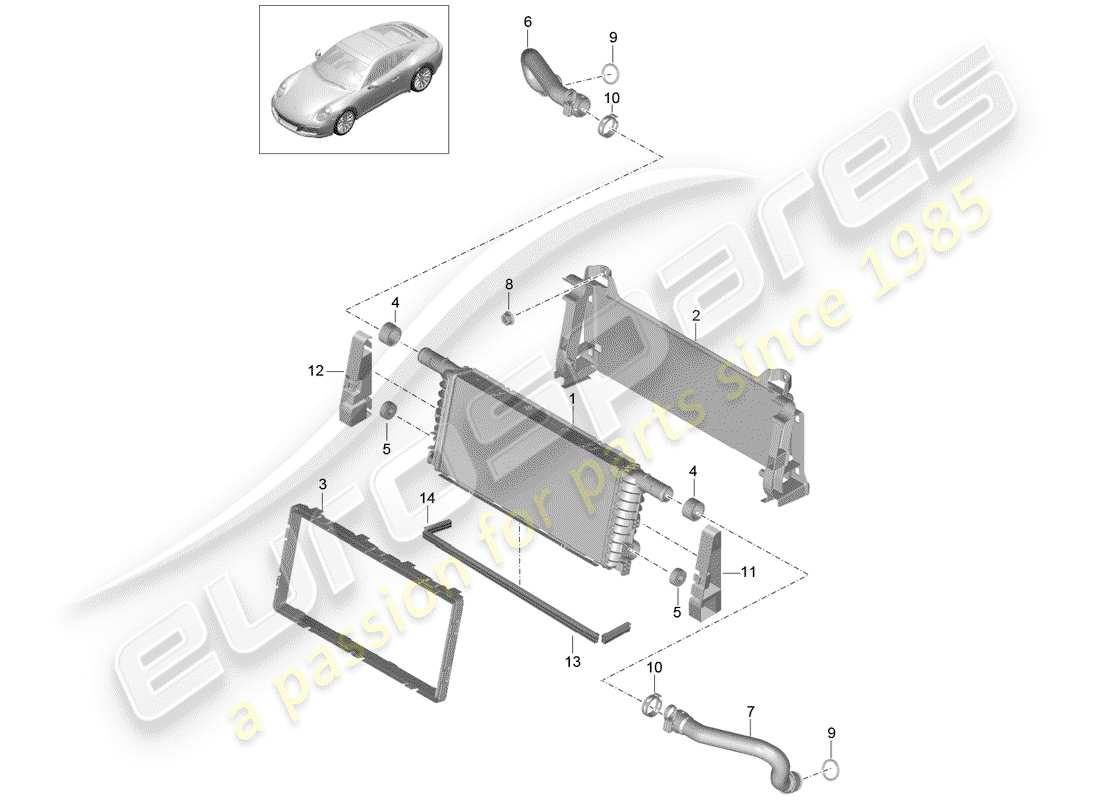 porsche 2017 (991-2) kühler-teilediagramm