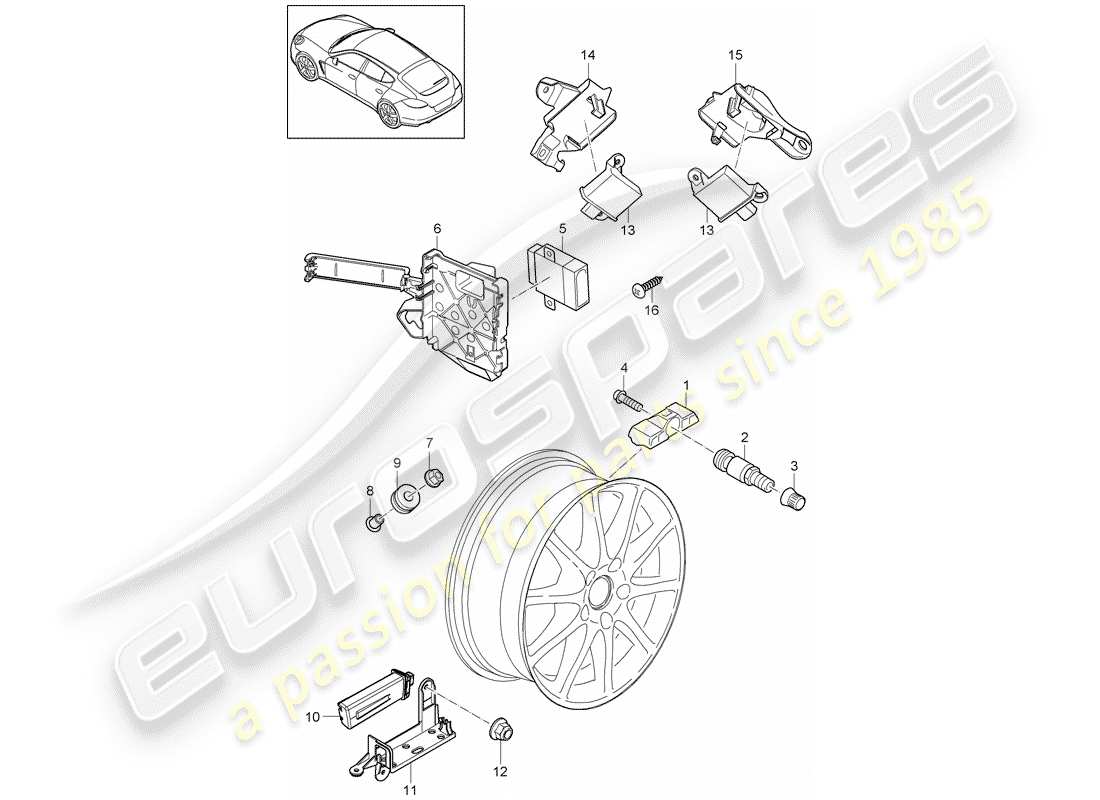 porsche 2016 (panamera 970) reifendruck-kontrollsystem teilediagramm