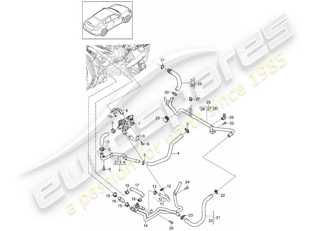 porsche 2011 (panamera 970) wasserkühlung teilediagramm