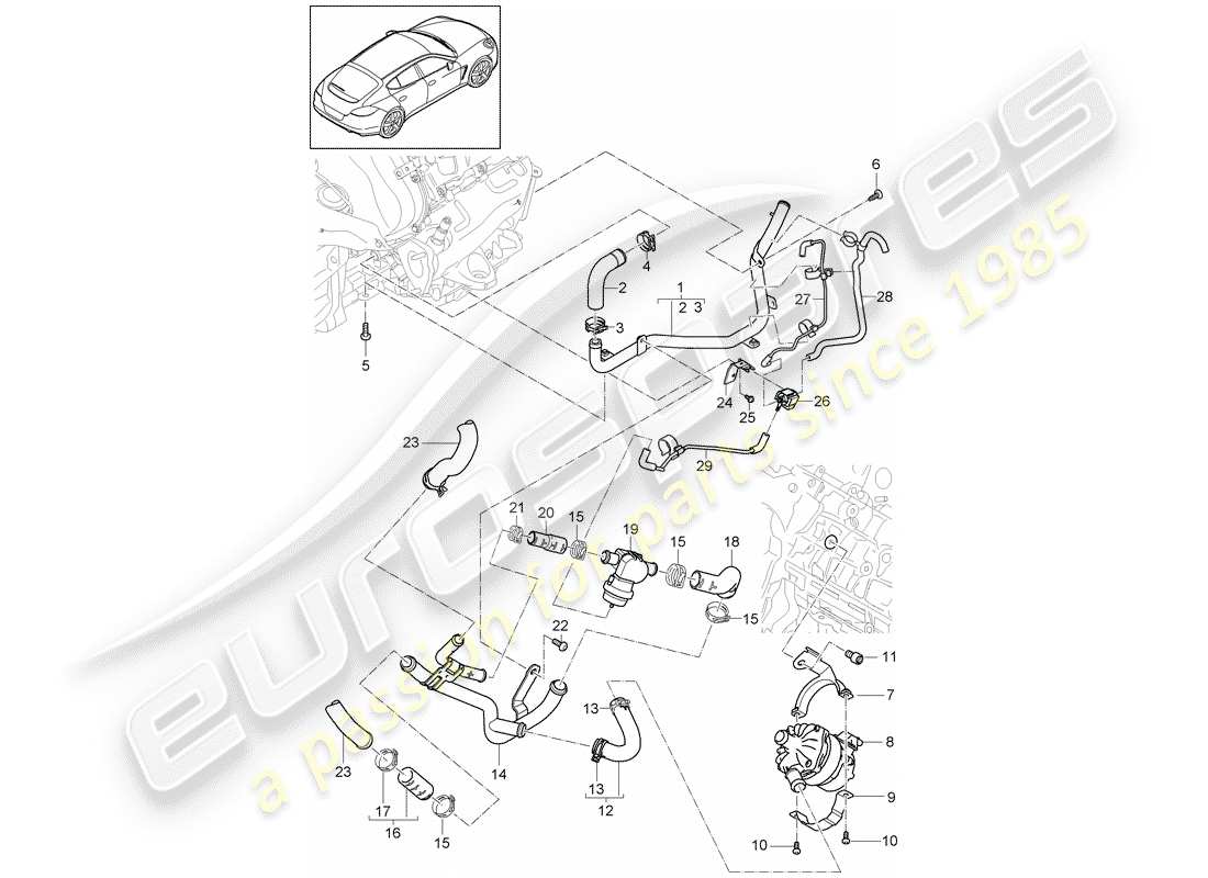 porsche 2012 (panamera 970) wasserkühlung teilediagramm