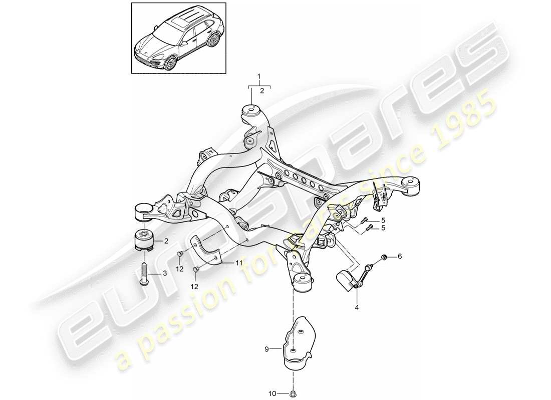 porsche 2012 (cayenne e2 92a) hinterachse teilediagramm