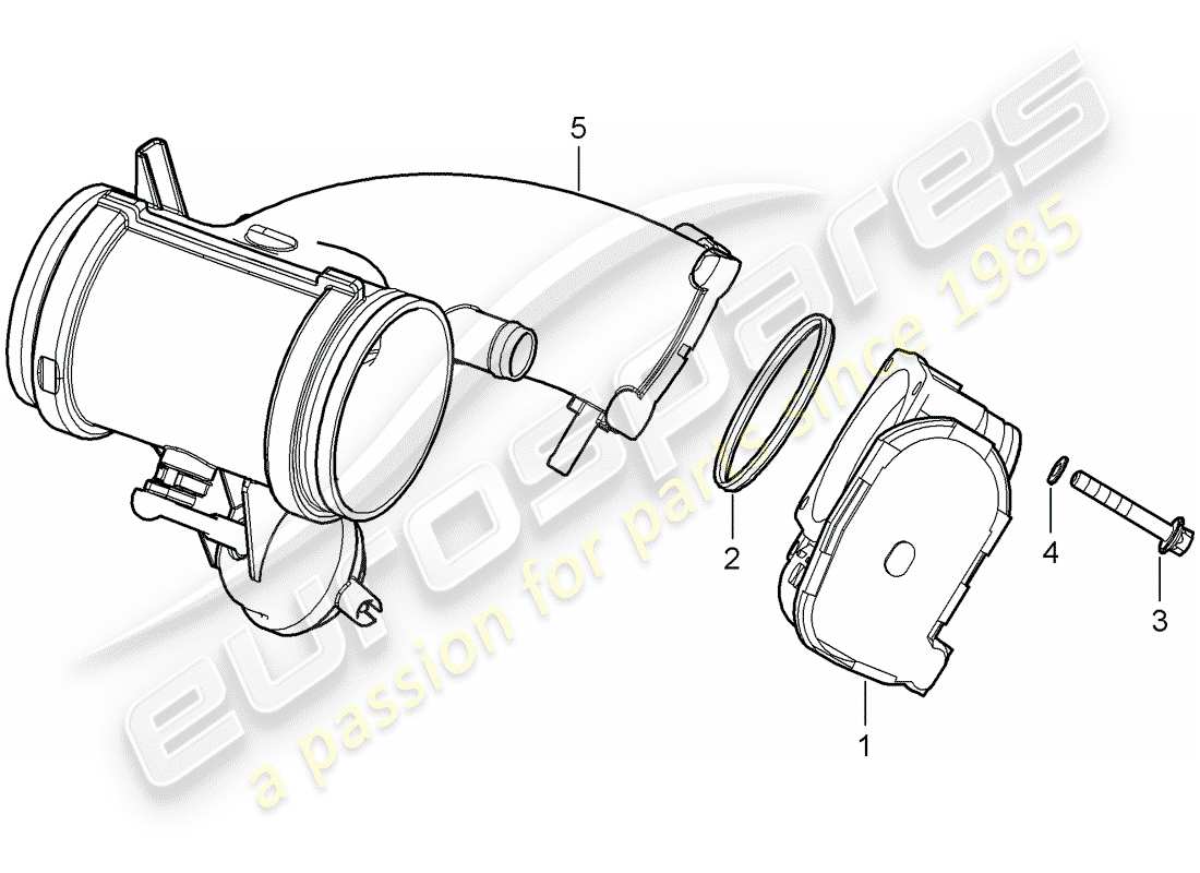 porsche 2005 (987 boxster) drosselklappengehäuse - teilediagramm