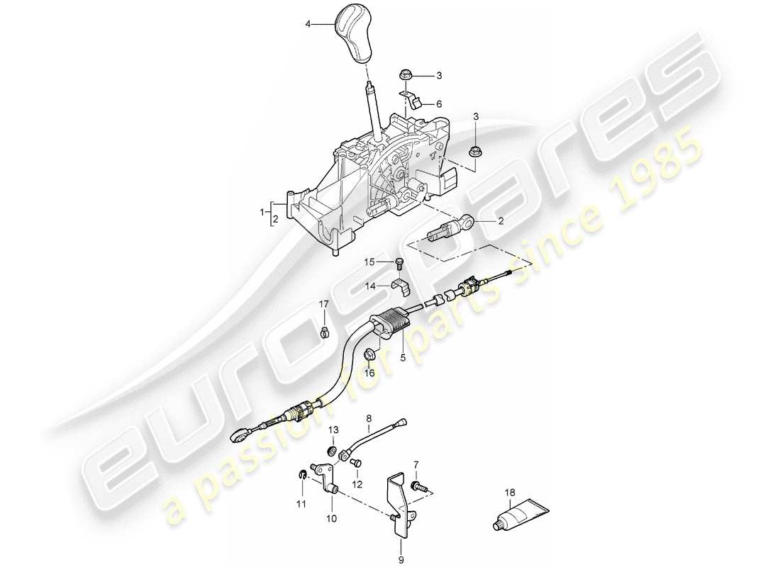 porsche 2005 (987 boxster) wählhebel ersatzteildiagramm