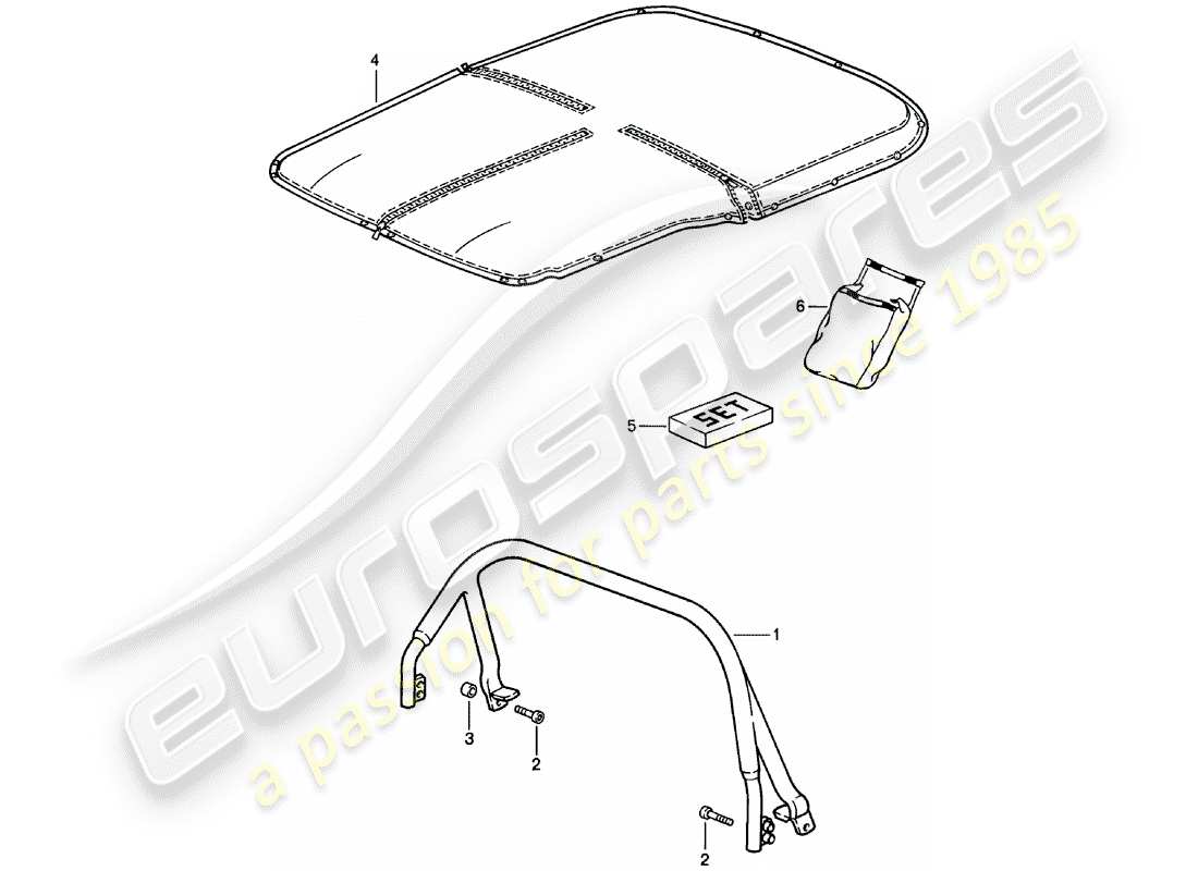 porsche 1980 (911) abdeckungsclip - tonneau-abdeckung ersatzteildiagramm