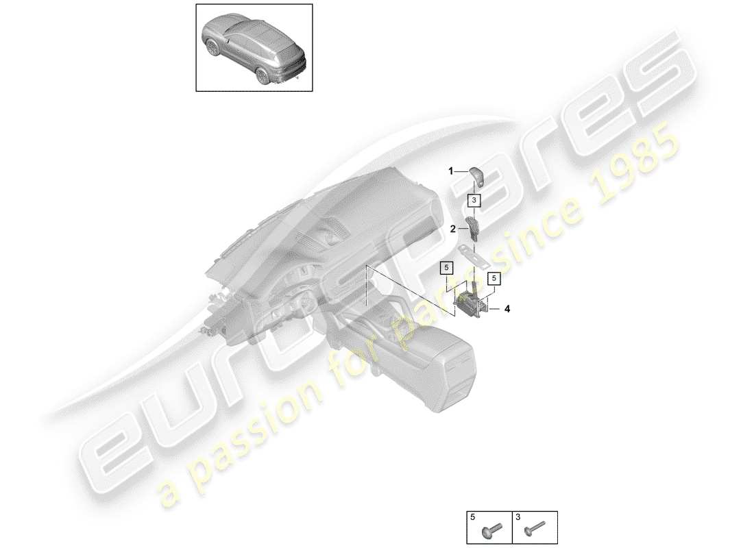 porsche 2019 (cayenne e3 9ya/9yb) wählhebel ersatzteildiagramm