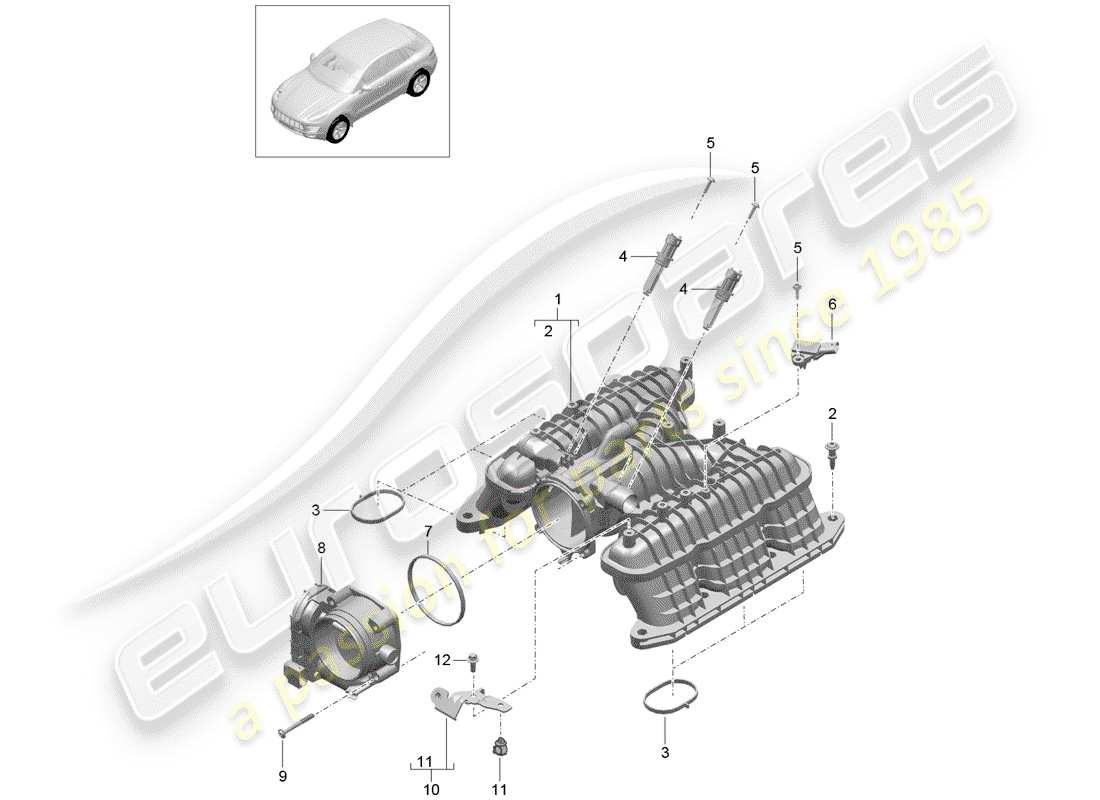 porsche 2018 (macan) ansaugluftverteiler teilediagramm