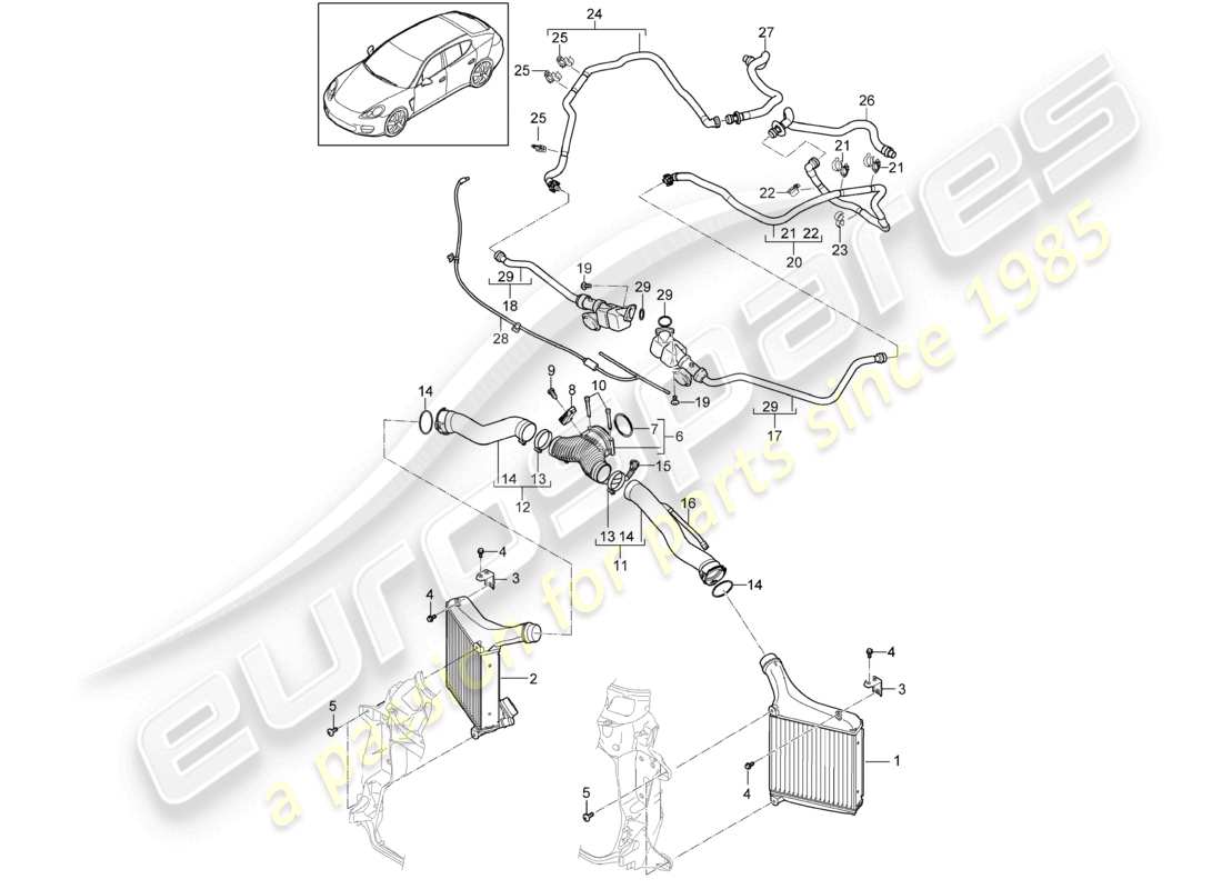 porsche 2010 (cayenne e1 9pa) ladeluftkühler-druckrohr teilediagramm