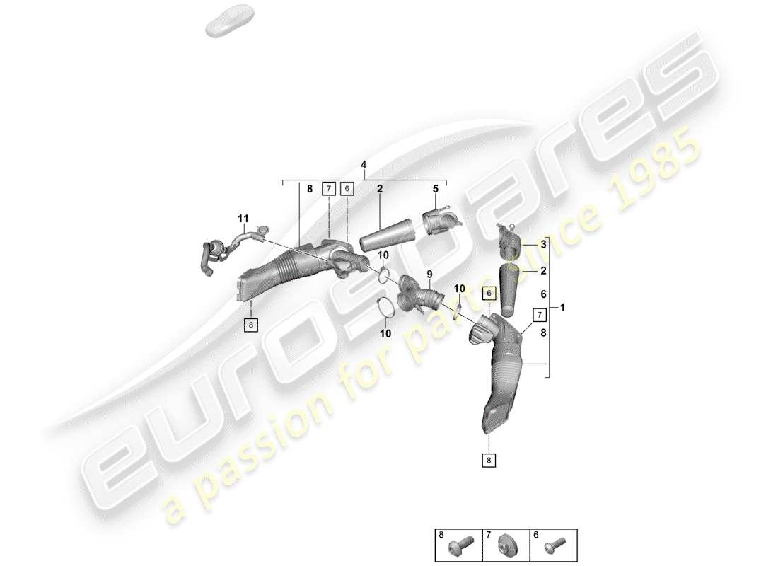 porsche 2019 (718 boxster spyder) luftfilter - teilediagramm