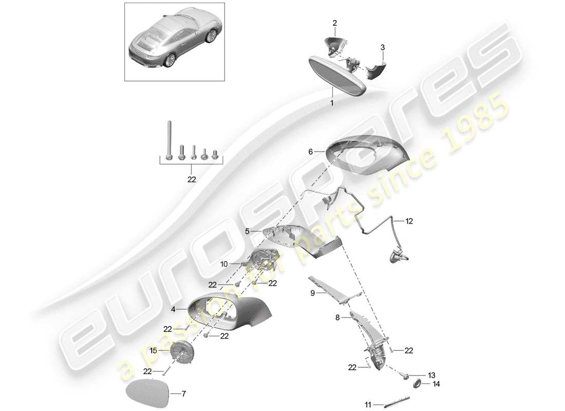 porsche 2017 (991-2) innenspiegel ersatzteildiagramm