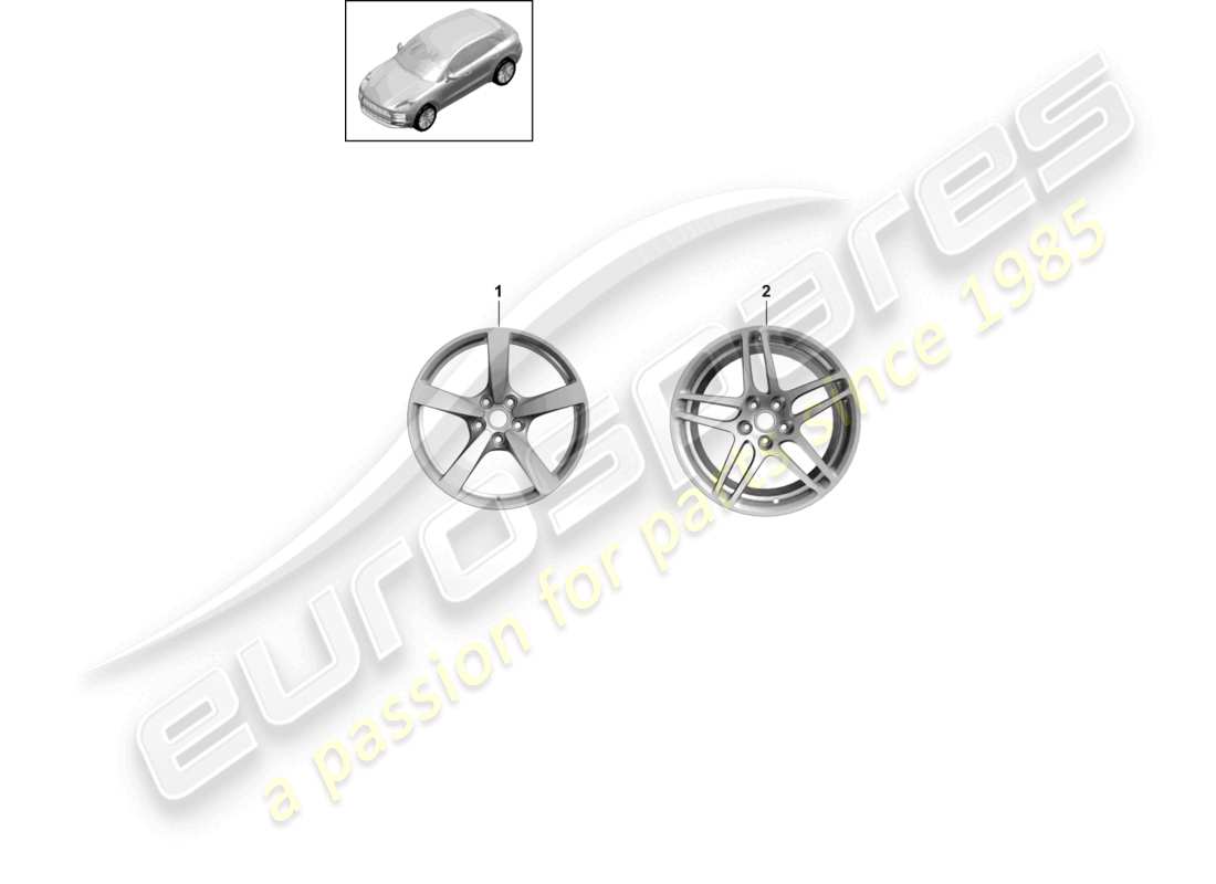 porsche 2020 (macan) leichtmetallfelge 18 teilediagramm